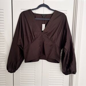 Banana Republic Dark Brown V-Neck Blouse